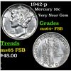 Image 1 : 1942-p Mercury Dime 10c Grades Choice Unc+ FSB