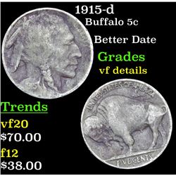 1915-d Buffalo Nickel 5c Grades vf details