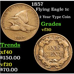 1857 Flying Eagle Cent 1c Grades vf++