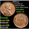 Image 1 : 1921-p Lincoln Cent 1c Grades Choice+ Unc RB
