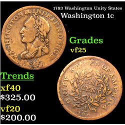 1783 Washington Unity States Washington 1c 1c Grades vf+