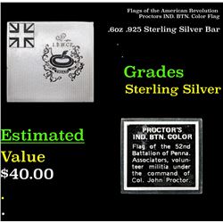 Flags of the American Revolution Proctors IND. BTN. Color Flag .6oz .925 Sterling Silver Bar Grades