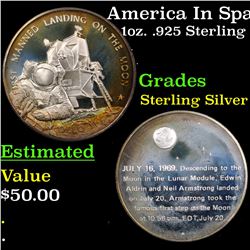 America In Space First Manned Landing On The Moon 1oz. .925 Sterling Silver Round Grades