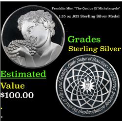 Franklin Mint "The Genius Of Michelangelo" 1.35 oz .925 Sterling Silver Medal Grades