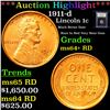 Image 1 : ***Auction Highlight*** 1911-d Lincoln Cent 1c Graded Choice+ Unc RD By USCG (fc)