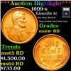 Image 1 : ***Auction Highlight*** 1909-s Lincoln Cent 1c Graded Choice+ Unc RD By USCG (fc)