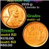 Image 1 : 1918-p Lincoln Cent 1c Grades Select+ Unc RD (fc)