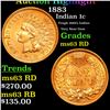 Image 1 : 1883 Indian Cent 1c Grades Select Unc RD (fc)