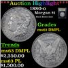 Image 1 : ***Auction Highlight*** 1880-o Morgan Dollar $1 Graded Unc+ DMPL By USCG (fc)