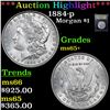 Image 1 : ***Auction Highlight*** 1884-p Morgan Dollar $1 Graded GEM+ Unc By USCG (fc)