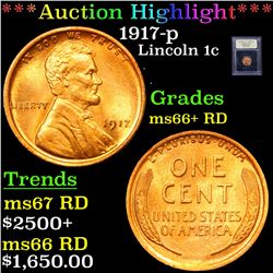 ***Auction Highlight*** 1917-p Lincoln Cent 1c Graded GEM++ RD By USCG (fc)