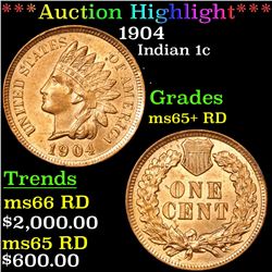***Auction Highlight*** 1904 Indian Cent 1c Grades Gem+ Unc RD (fc)