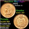 Image 1 : ***Auction Highlight*** 1904 Indian Cent 1c Grades Gem+ Unc RD (fc)