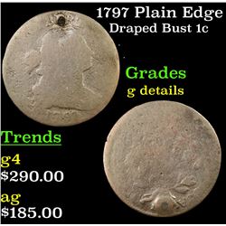 1797 Plain Edge Draped Bust Large Cent 1c Grades g details