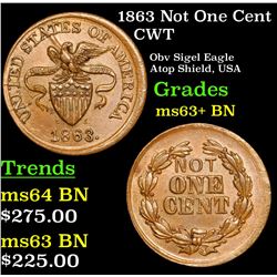 1863 Not One Cent Civil War Token 1c Grades Select+ Unc BN