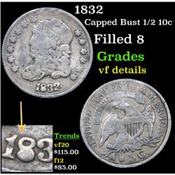 1832 Capped Bust Half Dime 1/2 10c Grades vf details