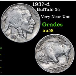 1937-d Buffalo Nickel 5c Grades Choice AU/BU Slider