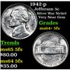 Image 1 : 1942-p Jefferson Nickel 5c Grades Choice Unc+ 5fs