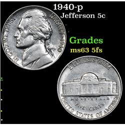 1940-p Jefferson Nickel 5c Grades Select Unc 5fs