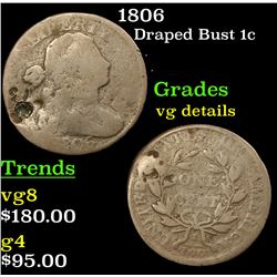 1806 Draped Bust Large Cent 1c Grades vg details