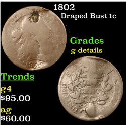 1802 Draped Bust Large Cent 1c Grades g details