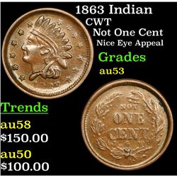 1863 Indian Civil War Token 1c Grades Select AU