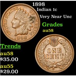 1898 Indian Cent 1c Grades Choice AU/BU Slider
