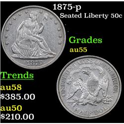 1875-p Seated Half Dollar 50c Grades Choice AU