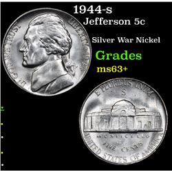 1944-s Jefferson Nickel 5c Grades Select+ Unc