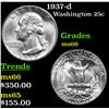 Image 1 : 1937-d Washington Quarter 25c Grades GEM+ Unc