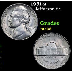 1951-s Jefferson Nickel 5c Grades Select Unc