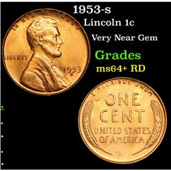 1953-s Lincoln Cent 1c Grades Choice+ Unc RD