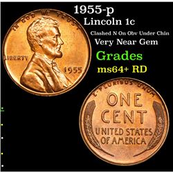 1955-p Lincoln Cent 1c Grades Choice+ Unc RD