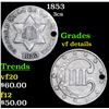 Image 1 : 1853 Three Cent Silver 3cs Grades vf details