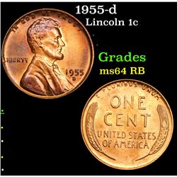 1955-d Lincoln Cent 1c Grades Choice Unc RB