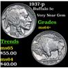 Image 1 : 1937-p Buffalo Nickel 5c Grades Choice+ Unc