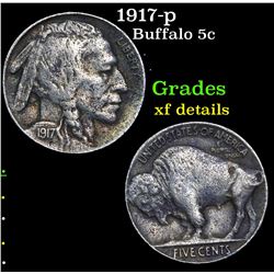 1917-p Buffalo Nickel 5c Grades xf details