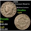 Image 1 : 1831 Coronet Head Large Cent 1c Grades vg+