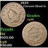 Image 1 : 1825 Coronet Head Large Cent 1c Grades vg+