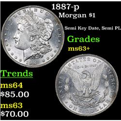 1887-p Morgan Dollar $1 Grades Select+ Unc