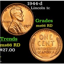 1944-d Lincoln Cent 1c Grades GEM+ Unc RD