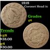 Image 1 : 1818 Coronet Head Large Cent 1c Grades g+