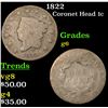 Image 1 : 1822 Coronet Head Large Cent 1c Grades g+