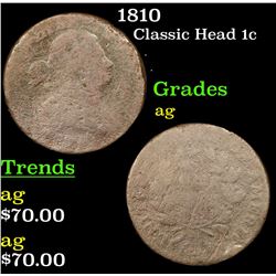 1810 Classic Head Large Cent 1c Grades ag