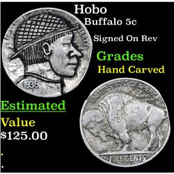 Hobo Buffalo Nickel 5c Grades Hand Carved