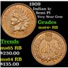 Image 1 : 1909 Indian Cent 1c Grades Choice+ Unc RB