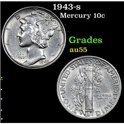 1943-s Mercury Dime 10c Grades Choice AU