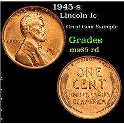 1945-s Lincoln Cent 1c Grades GEM Unc RD
