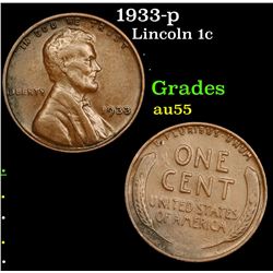 1933-p Lincoln Cent 1c Grades Choice AU