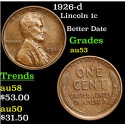 1926-d Lincoln Cent 1c Grades Select AU